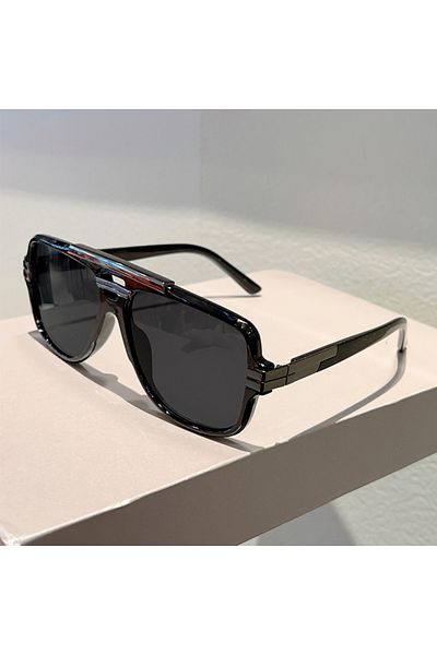 Choice as picture shows black-black KAMMPT Vintage Pilot Sunglasses Men 2025 New Fashion Double Bridge Casu