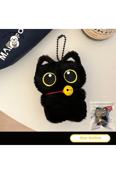 Choice Plush D 1/2 Pcs Cute Little Black Cat Bell Keychain Pendant Squeaking Plush Toy