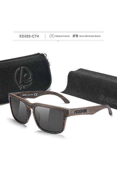 Choice C74 black KDEAM Square Style Polarized Sunglasses For Men And Women Medium Size Overall Width 145mm