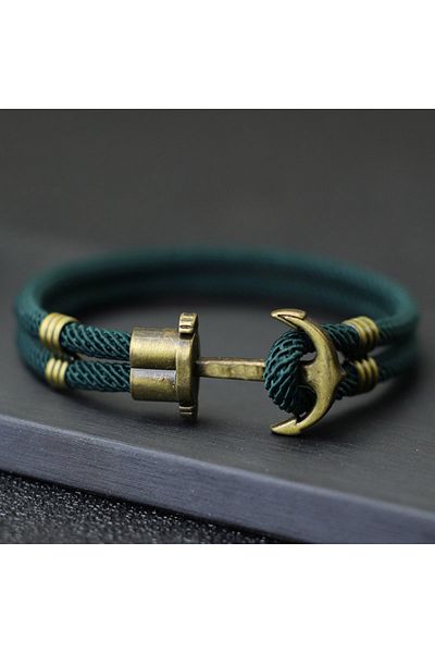 Choice 20.5cm(8inch) Green Vintage Pirate Bracelet Men Bronze Punk Braclet Outdoor Survival Braslet Gift Fo