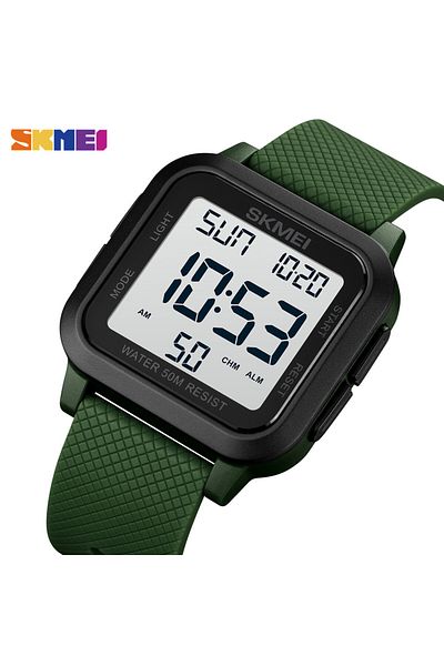Skmei green 1 Outdoor Sport Watch Men Alarm Chrono Clock 5Bar Waterproof Military Watches LED Displa