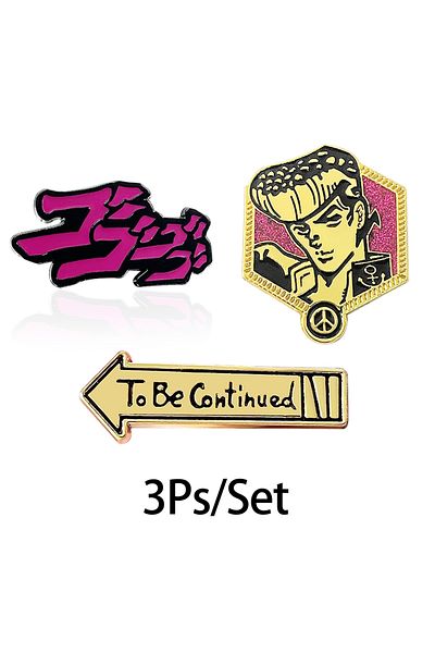 Choice 3pcs JoJos Bizarre Adventure Enamel Pins Custom Higashikata Josuke Metal Badge Brooch For Fans Carto