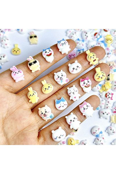 Choice Mixed 100PCS Funny Multiple Expression Rabbits Resin Nail Art Charms Cartoon Cute Long Eared Rabbits