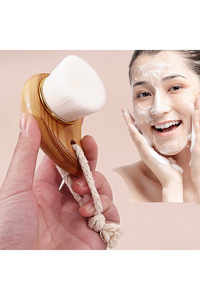 Choice MULTI Wooden Handle Facial Cleansing Brush Soft Fiber Hair Exfoliating Blackhead Face Clean Brush Sk