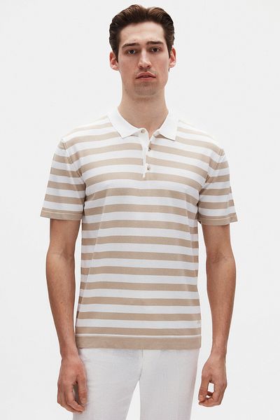 D'S Damat Μπλουζάκι Ds Damat Regular Fit Μπεζ ριγέ
