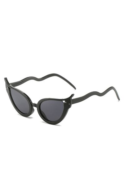 Choice without case Black-black KAMMPT New Cat Eye Sunglasses Fashion Vintage Snake Shaped Frame Multicolor
