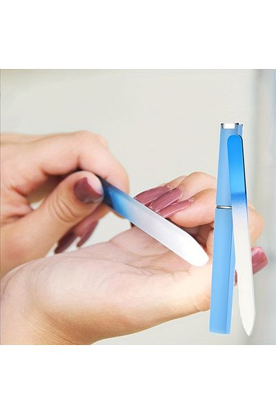 Choice Blue Crystal Glass Nail File Colorful Manicure File Medium Manicure Polishing File Abs Tube