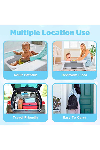 Yelajoy Foldable Baby Bath Tub, With Thermometer, Lightweight And Durable, gift for 0-24 months, Gray