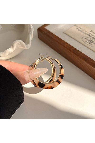 Choice Gold Color ZAKOL Female Temperament Leopard Print Big Hoop Earrings For Women Personalized Gothic Gi