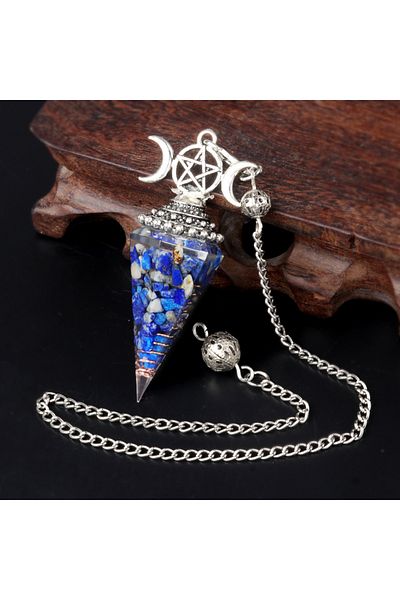 Choice Lapis lazuli 54x24mm Natural Stone Crystal Reiki Pendulum Three Phases Moon Hexagonal Cone Amethysts