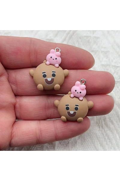 Choice COLOR 2 10Pcs Cartoon Animal Resin Charms Kawaii DIY Decor Accessories Earring KeyChain Necklace Tri