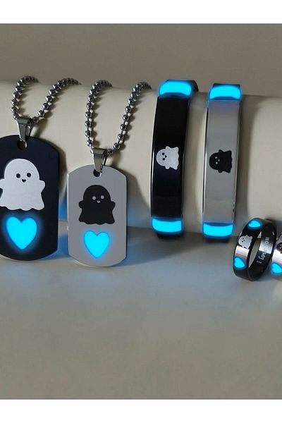 Choice black 60cm WZT048 6 pieces/set luminous Love Simple fairy pattern couple Necklace Bracelet Ring Ladi