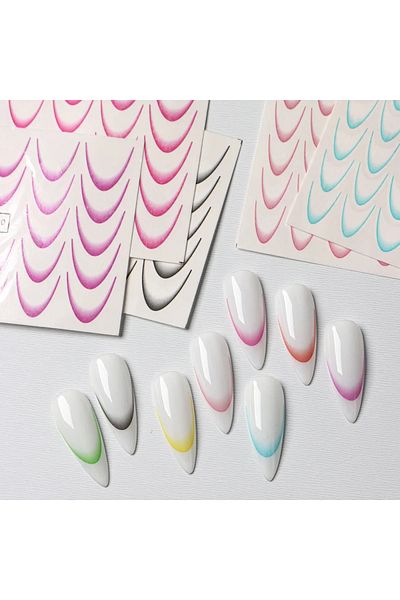 Choice 8pcs FB-STZ40-47 8pcs Gradient French Nail Art Stickers Ink Blooming Wave Line Water Transfer Slider