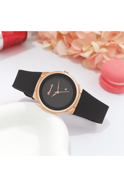 Choice black Fashion Simple Roman Numerals Calendar Ladies Sports Quartz Watch Casual Women's Silicone Pin
