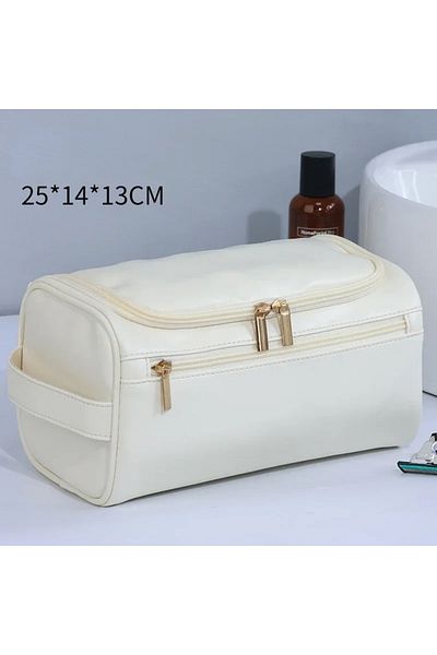 Choice PU-Beige Leather Toiletry Bag for Men Women Dopp Kit Mens Hanging Toiletry Bag Travel Toiletry Bag f