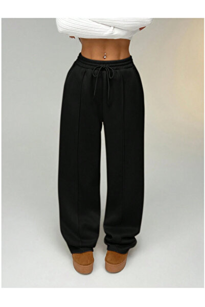yx yustex sport Γυναικείο μαύρο παντελόνι μεγάλου μεγέθους, φαρδιά γραμμή, ελ...