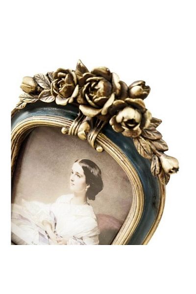 BLA BLA FOAM Classic Photo Frame, Blue/Gold, Baroque Style, 5' X 7' (12.7 x 17.8 cm)