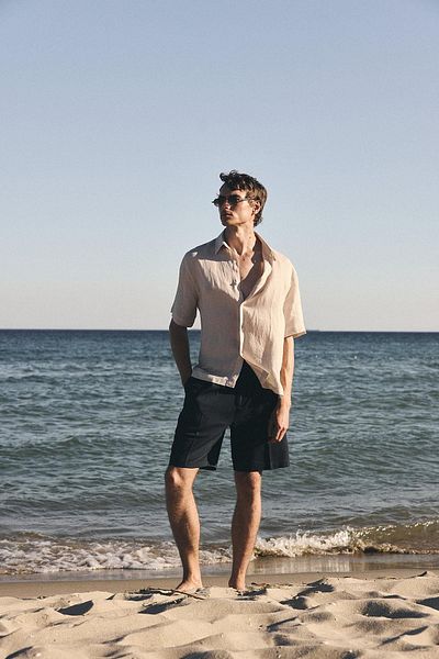 Antioch Beige 100% Linen Relaxed Men's Shirt