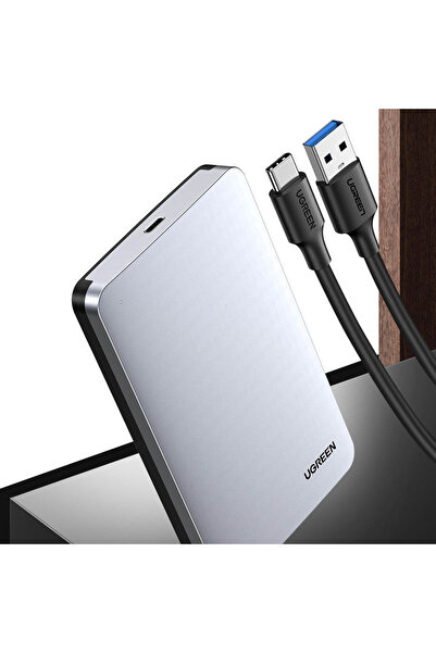 Ugreen Carcasă hard disk pentru 2.5'' SATA 3.0 6Gbps + USB - cablu USB-C 0.5m gri