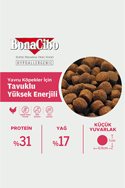 BonaCibo Puppy Dog Yüksek Enerjili Yavru Köpek Maması, 3 Kg, Tüm Irklar İçin, Doğal, Şeker İçermez
