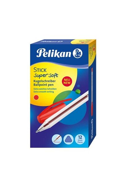 Pelikan Stick Ballpoint Pen, Material Plastic, Color Red, Red Ink, Box of 12 Pieces