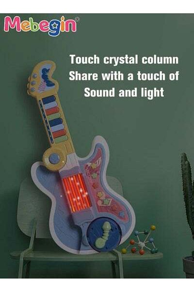 MEBEGIN 2-in-1 Musical Instrument Toy with Projection Function and 2 Modes, Colorful Guitar Piano Toy