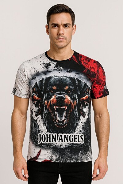 FRANCO RENZO طاقم الرقبة المطبوعة تي شيرت الحجر