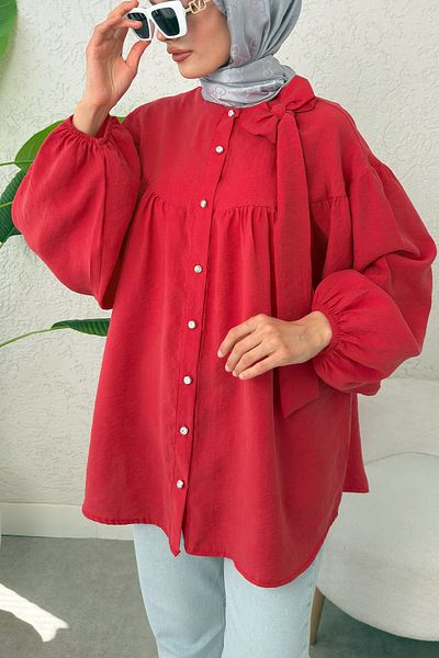 Salih Çelebi Shoulder Bow Tunic 2327 - Red