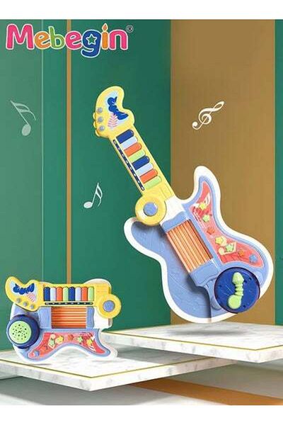 MEBEGIN 2-in-1 Musical Instrument Toy with Projection Function and 2 Modes, Colorful Guitar Piano Toy