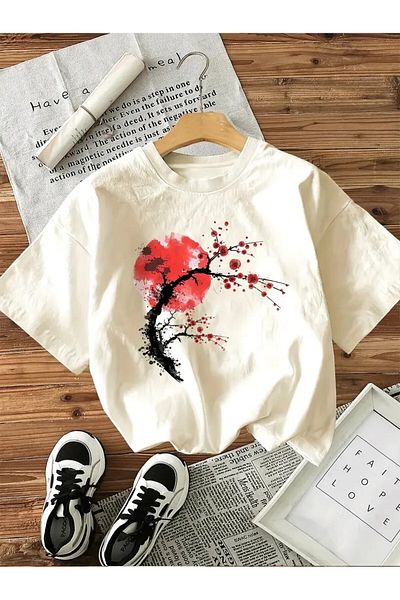 vikitekno Oversize Tree Printed Design Women's T-Shirt