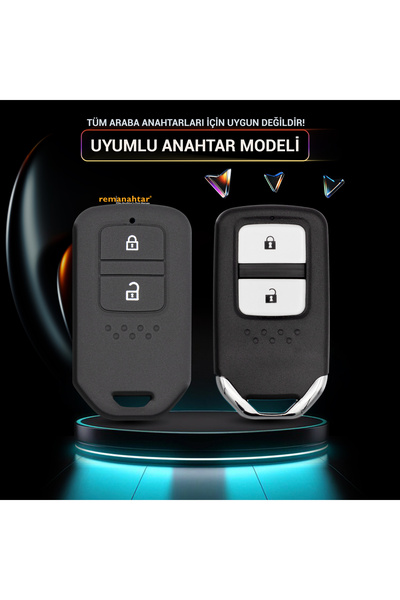 Rem Anahtar Oto Elektronik Anahtar City Jazz 2 Button Smart Silicone Key Case - Black