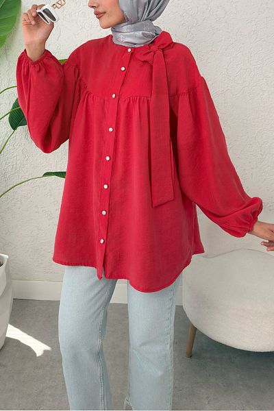 Salih Çelebi Shoulder Bow Tunic 2327 - Red