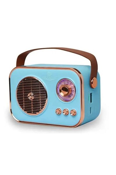 BLA BLA FOAM Boxă portabilă Bluetooth Retro cu radio FM - Albastru-Auriu