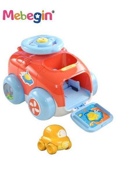 MEBEGIN Kids Catapult Car, Catapult Trolley with Steering Wheel, Ejection Inertial Car Pull Back Toy