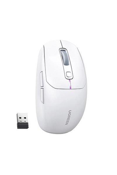 Ugreen Mouse wireless Bluetooth 5.0 USB 2.4GHz - Alb