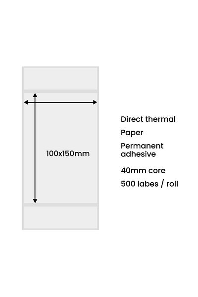 Hurtel Etichete de adresă pentru colete pentru imprimantă termică, rolă 100x150mm, 500 buc., albe