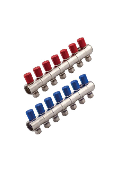 7 DELİKLİ VANALI KOLLEKTÖR - PİRİNÇ 1 " - 16X2 (PN10)
