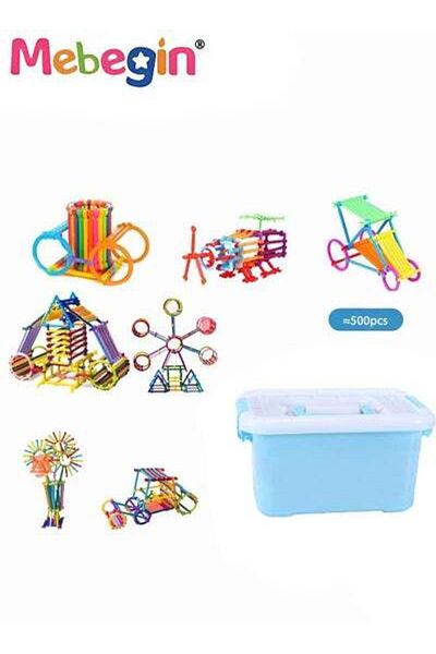 MEBEGIN 500PCS Building Blocks Set with Storage Box, Colorful Building Toys, Educational Learning Toys