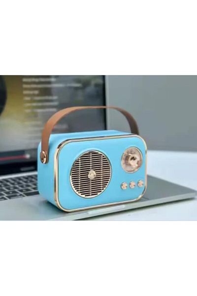 BLA BLA FOAM Boxă portabilă Bluetooth Retro cu radio FM - Albastru-Auriu