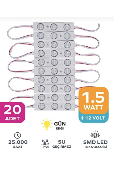 Point 3 Ledli Parmak LED Modül 1.5W 2835 Smd Mercekli 12V-20 Adet Beyaz