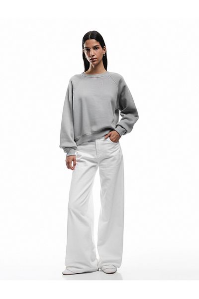 Koton Cotton Crew Neck Raised Sweatshirt