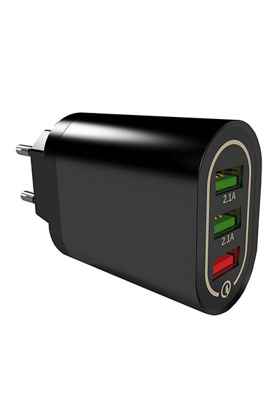 Aptel Socket adapter with 3 USB ports, black
