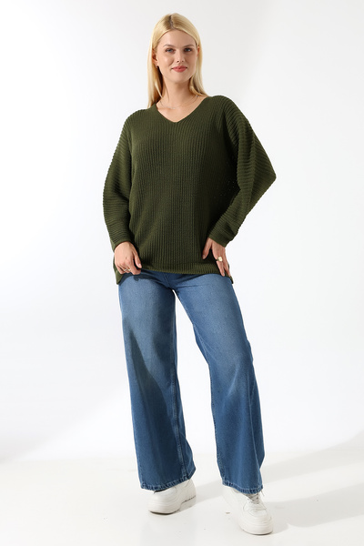 Marvine Women's Oversize V-Neck Knitwear Sweater