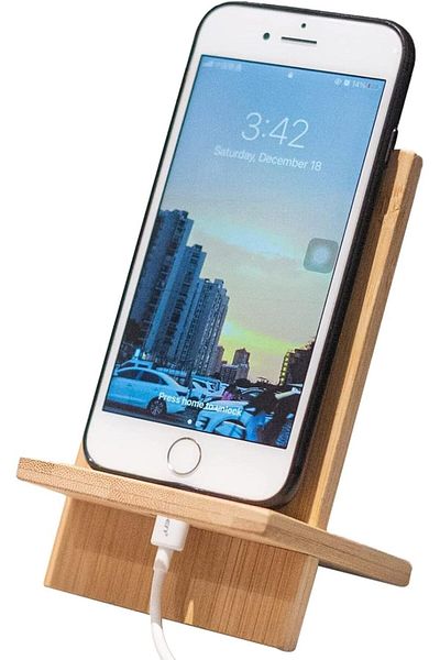Generic Bamboo Phone Stand with Charging Hole Detachable Portable Wood Mobile Phone Holder