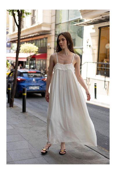 Coral Rope Strap Dress White