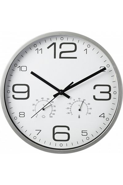 Koopman Wall Clock with Thermometer and Hygrometer, Modern Design, Quartz Mechanism