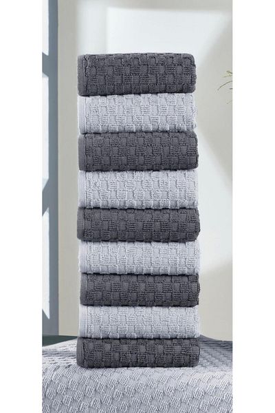 SHAL HOME 100% Cotton 10-Piece 50*30cm Hand & Face Towel Set