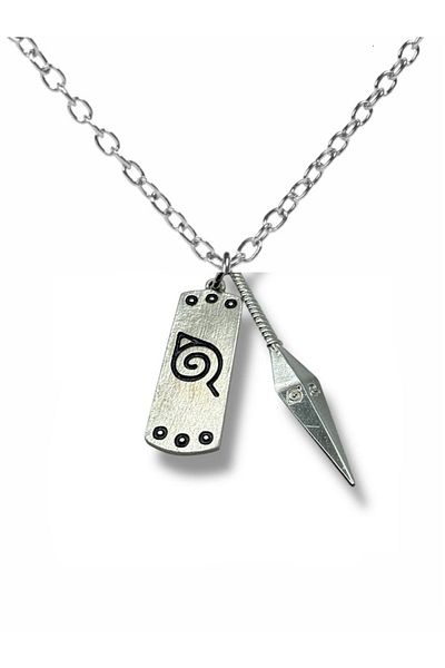 Herşey Nota Anime Konaha Collar with Icon Pendant – Unisex Naruto Accessory with 60 cm Chain