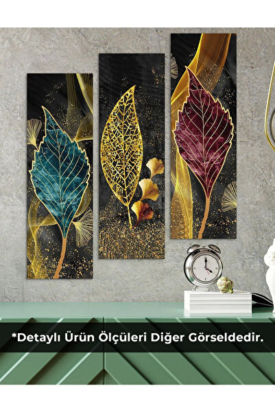 Evinemoda Renkli Yapraklar 3 Parça Mdf Tablo