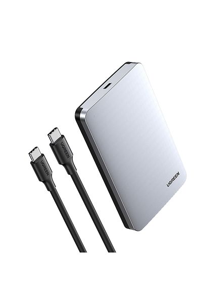 Ugreen Compartiment hard disk 2.5'' SATA 3.0 6Gbps + cablu USB-C 0.5m - argintiu